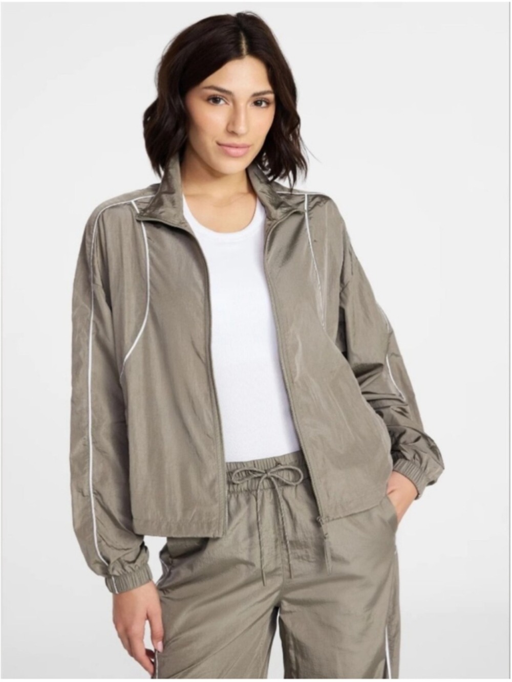 Avia Taupe Grey Fog Windbreaker Bomber Golf Jacket women’s size small